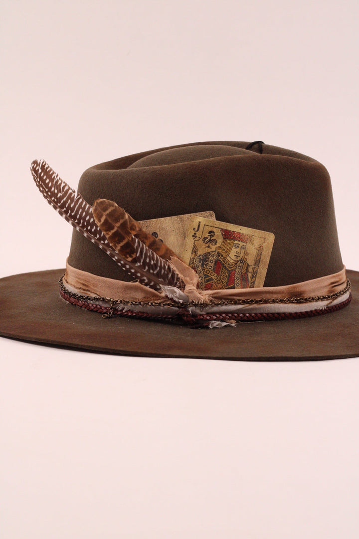 The Frankie Rancher - Wool Felt - Olive distressed