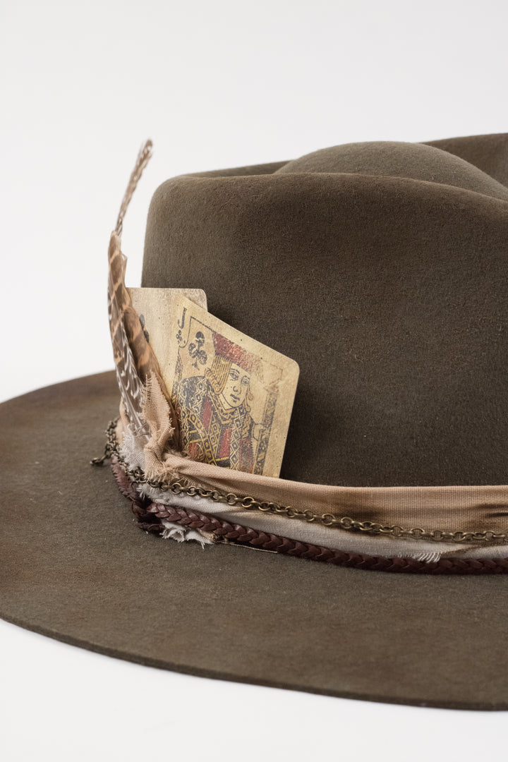 The Frankie Rancher - Wool Felt - Olive distressed